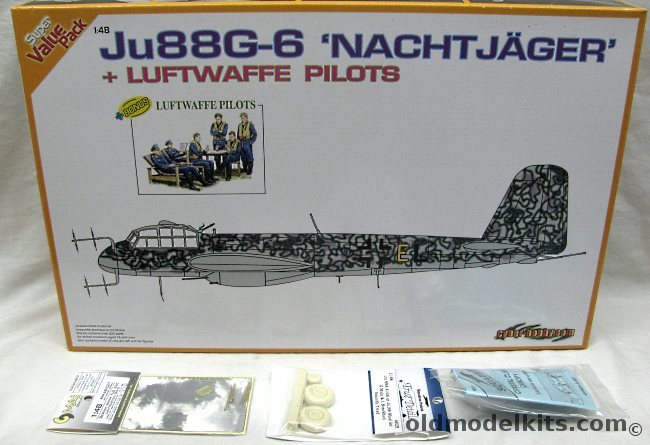Dragon 1/48 Ju-88 G-6 (Ju88G6) With Pilots + Squadron Canopy + Master Model Radar + True Details Wheel set, 5563 plastic model kit